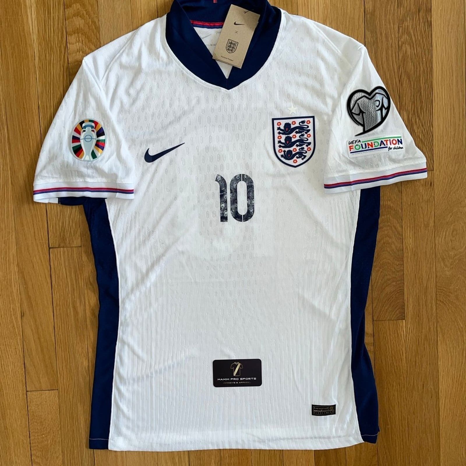 England EURO 2024 Home #10 BELINGHAM Nike Player Version Soccer Jersey LARGE