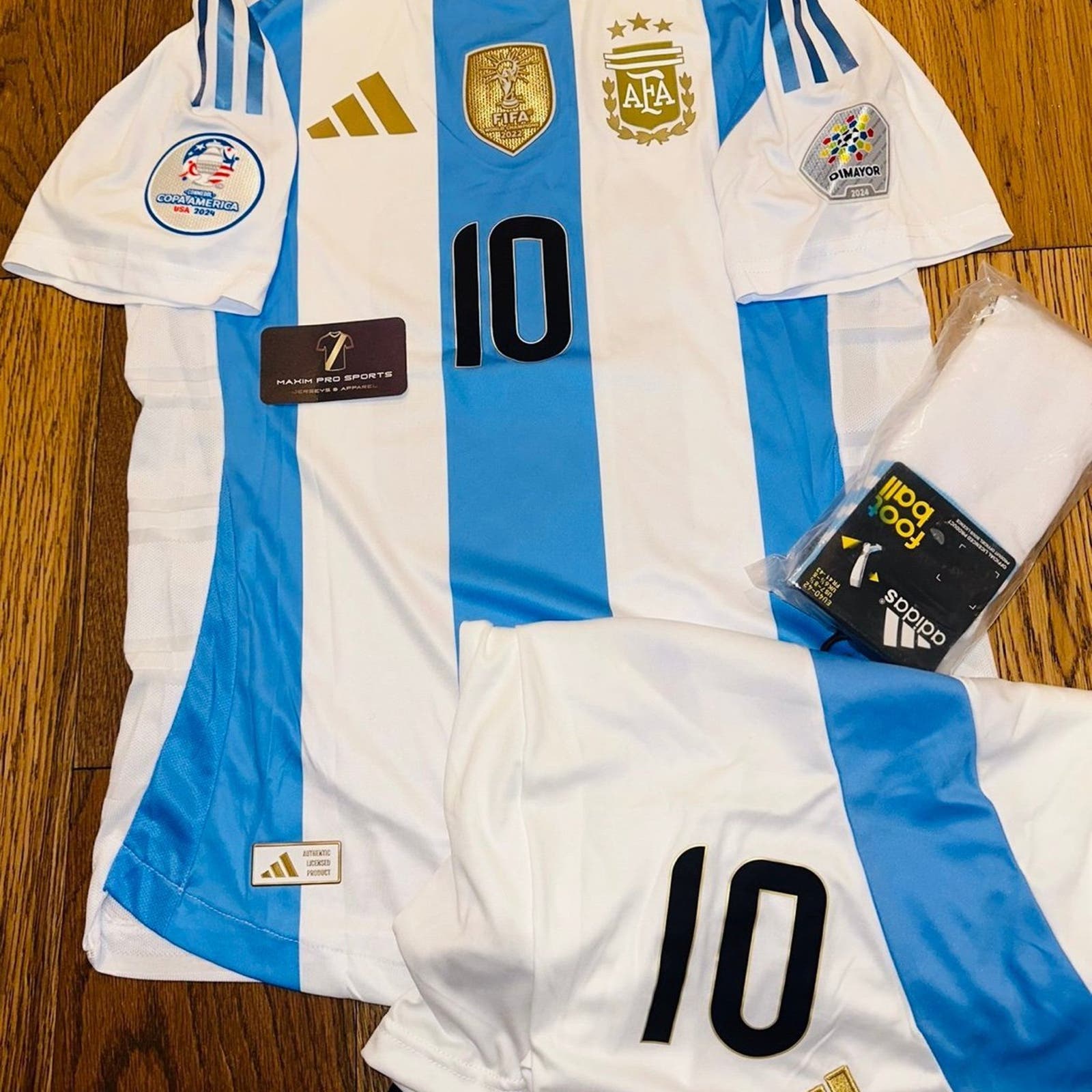 Argentina 2024 Concacaf NEW Adidas #10 MESSI Soccer Kit Jersey + Shorts - PV L