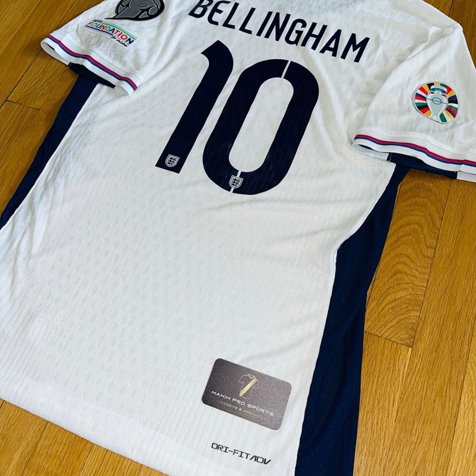 England EURO 2024 Home #10 BELINGHAM Nike Player Version Soccer Jersey LARGE