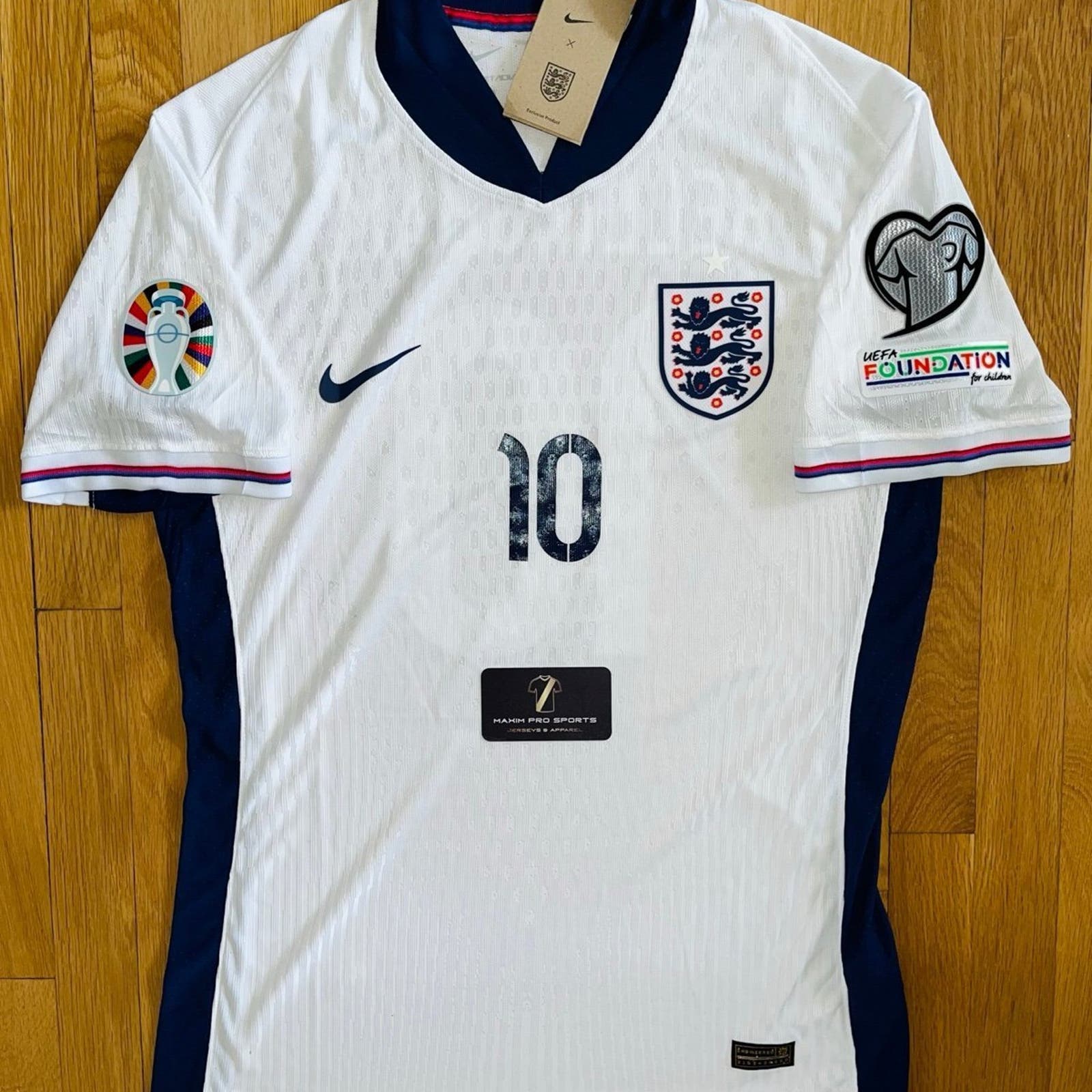 England EURO 2024 Home #10 BELINGHAM Nike Player Version Soccer Jersey LARGE