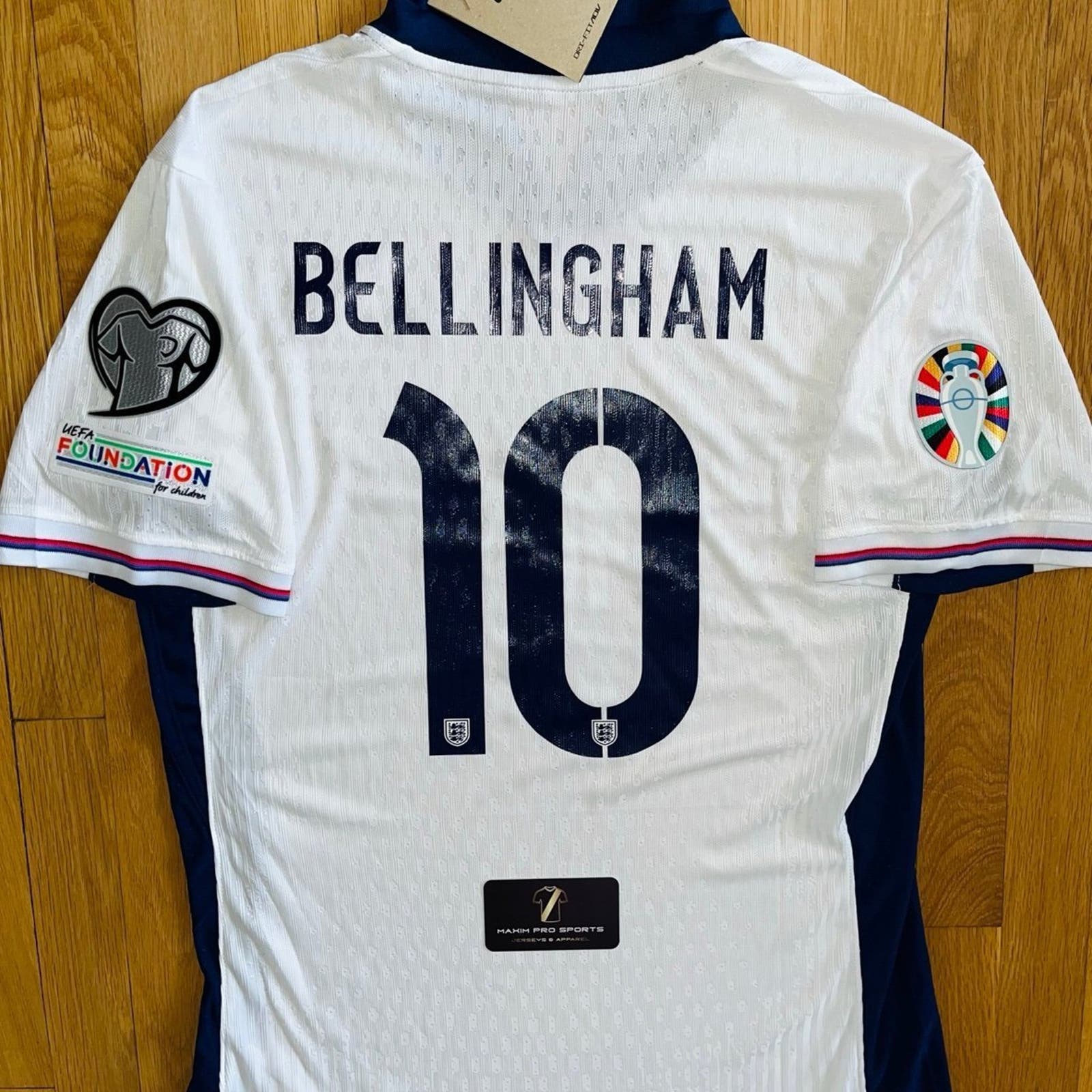 England EURO 2024 Home #10 BELINGHAM Nike Player Version Soccer Jersey LARGE