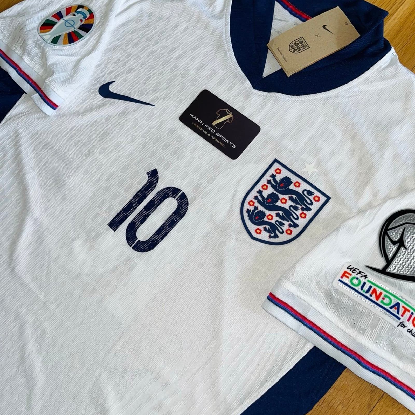 England EURO 2024 Home #10 BELINGHAM Nike Player Version Soccer Jersey LARGE