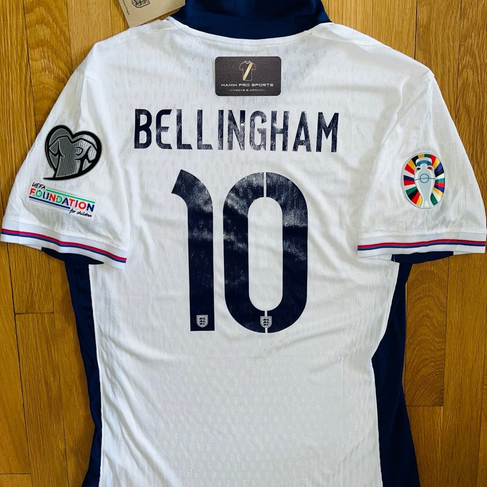 England EURO 2024 Home #10 BELINGHAM Nike Player Version Soccer Jersey LARGE