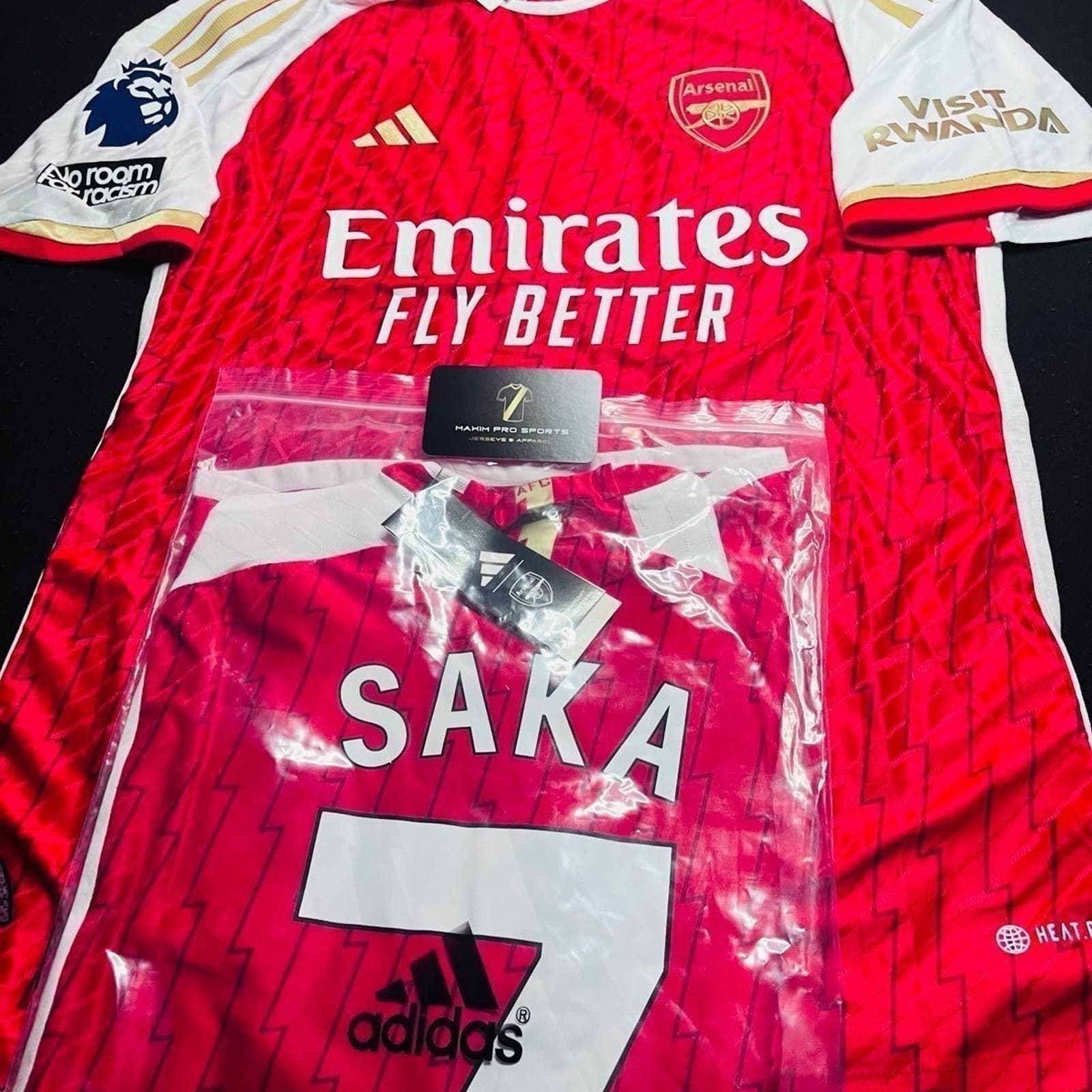Arsenal FC  #7 Bukayo SAKA 2023-24 Home Adidas LARGE Player EPL Soccer Jersey